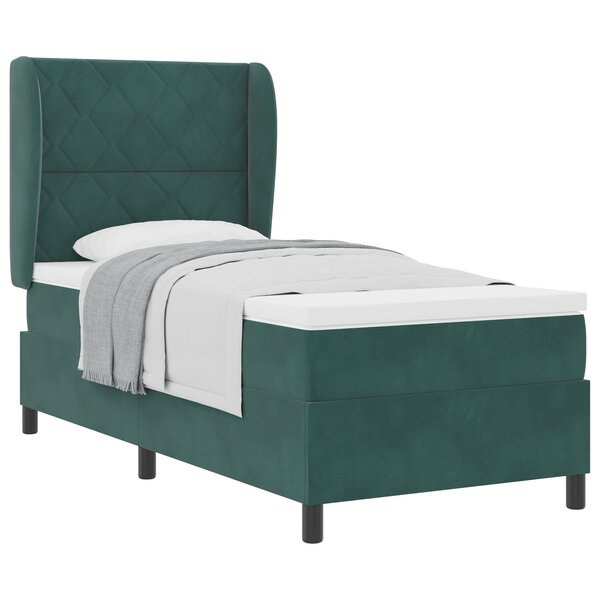 Lit coffre vidaXL avec matelas vert foncé 100x200 cm en velours