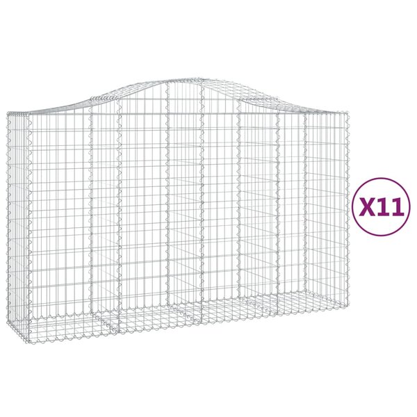 vidaXL Paniers à gabions arqués 11 Pièces 200x50x120/140 cm Fer galvanisé