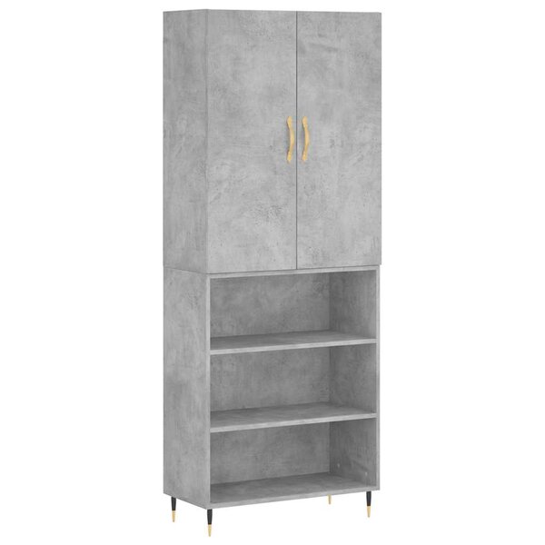 vidaXL Buffet haut Gris béton 69 5x34x180 cm Bois d'ingénierie