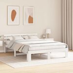 vidaXL Cadre de lit avec tête de lit Blanc 140 x 200 cm Pin massif