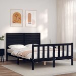 vidaXL Cadre de lit sans matelas noir 140x190 cm bois de pin massif