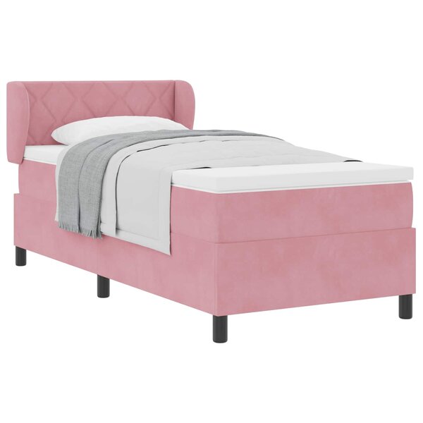 vidaXL Lit à ressorts avec coussin Rose 100 x 200 cm Velours