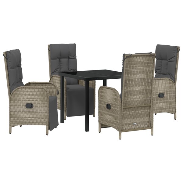 vidaXL Ensemble de salle à manger de jardin 5 pièces avec coussins gris poly rattan