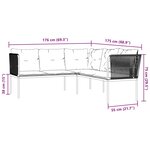vidaXL Canapé de jardin avec coussins forme de L noir acier textilène