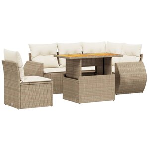 vidaXL Salon de jardin avec coussins 6 Pièces beige résine tressée