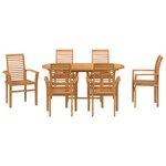 Set de salle à manger jardin vidaXL 7 pièces en bois massif teck
