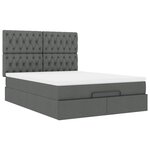 VidaXL Cadre de lit ottoman avec matelas gris foncé 140x190 cm tissu