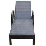 vidaXL Chaise longue avec coussin Résine tressée Marron
