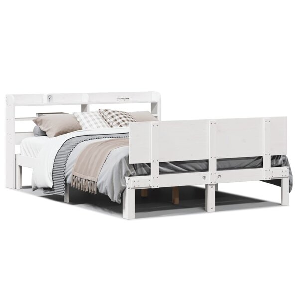 vidaXL Cadre de lit avec tête de lit sans matelas blanc 160x200 cm