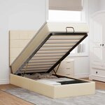 vidaXL Lit ottoman avec matelas et LED crème 90x200 cm tissu