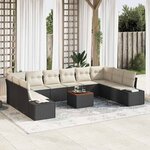 vidaXL Ensemble de canapé de jardin 11 Pièces Noir  blanc