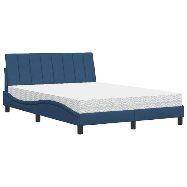vidaXL Lit avec matelas Hanko bleu 140x190 cm tissu