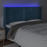 vidaXL Tête de lit à LED Bleu foncé 163x16x118/128 cm Velours