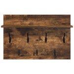 vidaXL Porte-manteau mural avec étagère Chêne fumé 60 x 40 x 12 cm