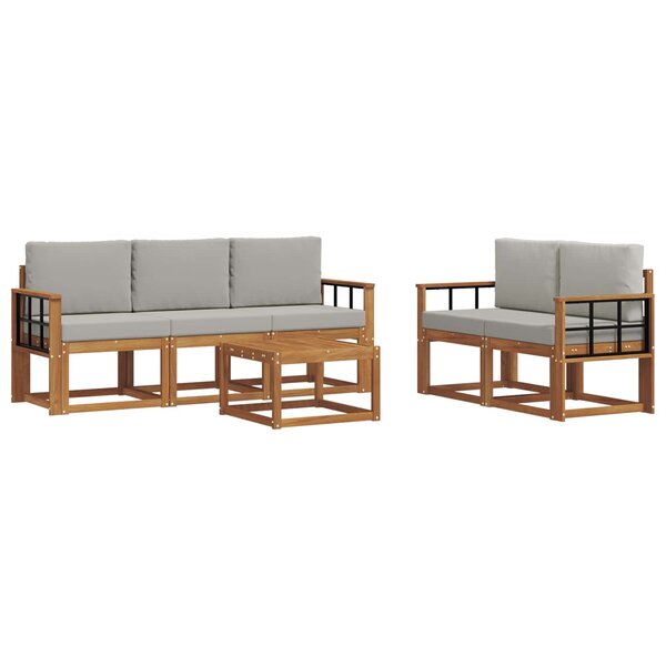 vidaXL Ensemble de canapés d'extérieur 6 Pièces Gris Naturel et Clair
