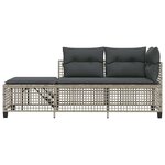 vidaXL Salon de jardin d'angle avec coussins 3 Pièces gris clair rotin