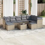 vidaXL Salon de jardin avec coussins 10 Pièces beige résine tressée