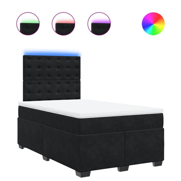 vidaXL Sommier à lattes de lit avec matelas Noir 120x200 cm Velours