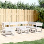 vidaXL Salon de jardin 7 Pièces Blanc Bois de pin massif