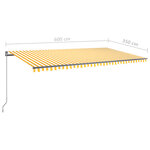 vidaXL Auvent automatique sur pied 600x350 cm Jaune/Blanc