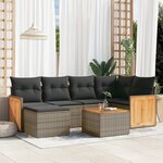 vidaXL Salon de jardin avec coussins 7 Pièces gris résine tressée