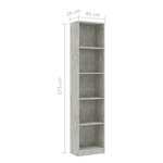 vidaXL Bibliothèque à 5 niveaux Gris béton 40x24x175cm Bois ingénierie