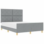 vidaXL Cadre de lit avec tête de lit Gris clair 140 x 190 cm tissu