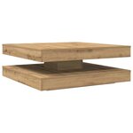 vidaXL Table basse rotative à 360 degrés chêne artisanal 90x90x34 5 cm