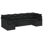 vidaXL Ensemble de canapé de jardin avec coussin 7 Pièces Noir