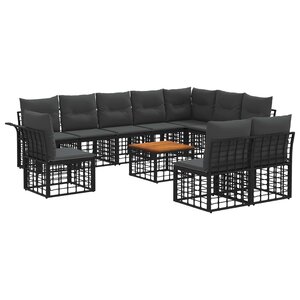 vidaXL Ensemble de canapés d'extérieur 11 Pièces Noir et Gris foncé