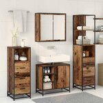 vidaXL Ensemble de mobilier de salle de bain 4 Pièces Bois Ancien