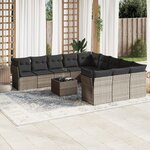 vidaXL Salon de jardin avec coussins 12 Pièces gris clair résine tressée