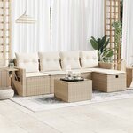 vidaXL Salon de jardin avec coussins 6 Pièces beige résine tressée
