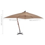 vidaXL Parasol de jardin en porte-à-faux avec mât en bois taupe