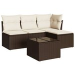 vidaXL Salon de jardin avec coussins 5 Pièces marron résine tressée