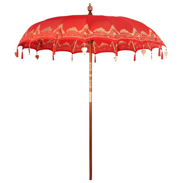 vidaXL Parasol Autre Rouge x 250 cm Coton et bois massif