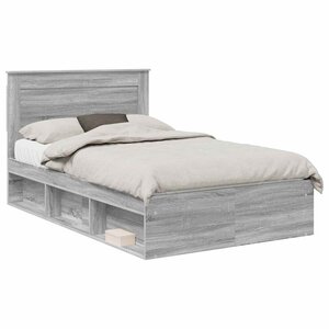 vidaXL Cadre de lit avec tiroir Gris Sonoma 120 x 190 cm Pin massif