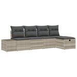 vidaXL Ensemble de canapé de jardin 5 pièces avec coussins Gris clair Rattan poly