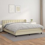vidaXL Lit à sommier tapissier avec matelas Crème 180x200cm Similicuir