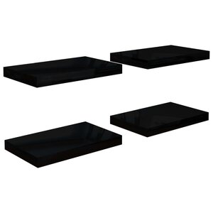 vidaXL Étagère murale flottante 4 Pièces Noir brillant 40x23x3 8 cm MDF