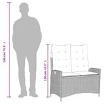 vidaXL Banc inclinable de jardin avec coussins gris résine tressée