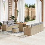 vidaXL Ensemble de canapé de jardin 10 Pièces Beige polyrotin