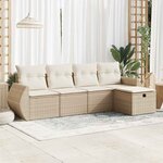 vidaXL Salon de jardin avec coussins 5 Pièces beige résine tressée