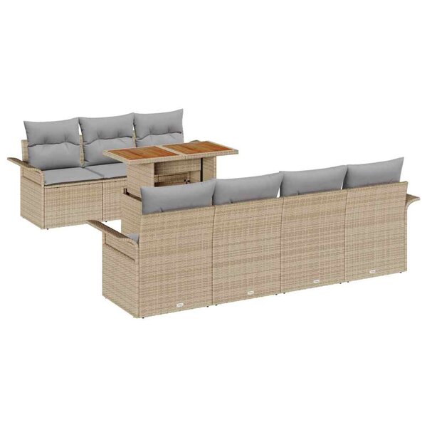 vidaXL Ensemble de canapé de jardin 8 Pièces beige et gris clair