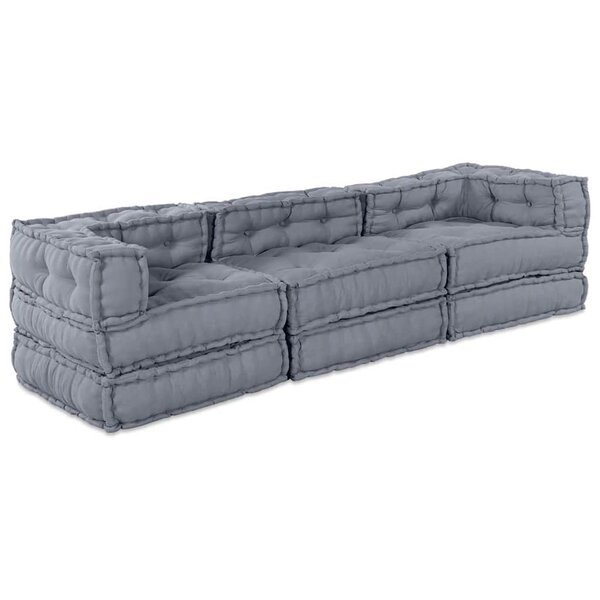 vidaXL Unité de canapé modulaire 3 Pièces Gris Tissu