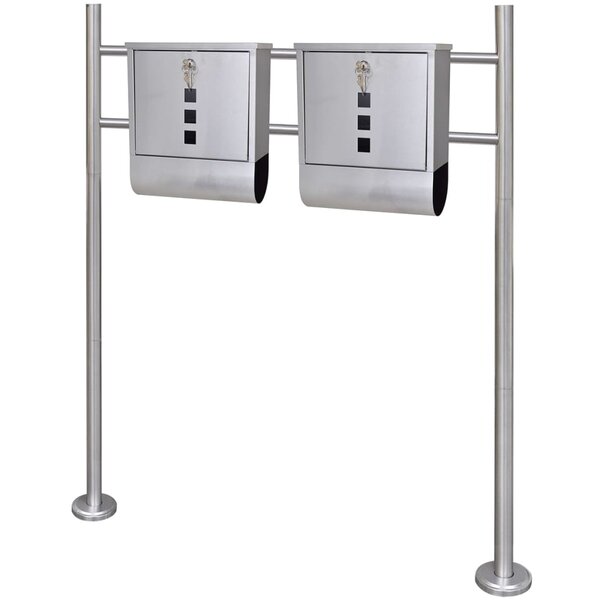 Double boîte à lettre sur support en acier inoxydable