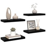 vidaXL Étagère murale flottante 4 Pièces Noir brillant 50x23x3 8 cm MDF
