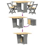 vidaXL Ensemble à manger papillon 5 Pièces Corona pliable gris bois pin