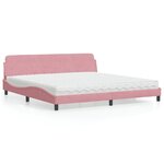 vidaXL Lit avec matelas rose 200x200 cm velours