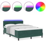 vidaXL Lit Box Spring avec Matelas & LED Vert Foncé 140x190 cm Velours